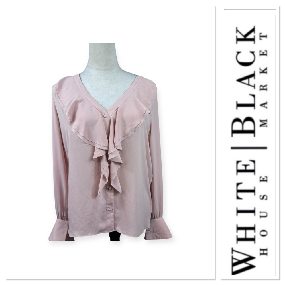 White House Black Market Blush Ruffle Blouse